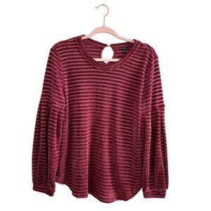 Hannah Red Burgundy Long Sleeve Crew Neck Sweater Women's Size Large
